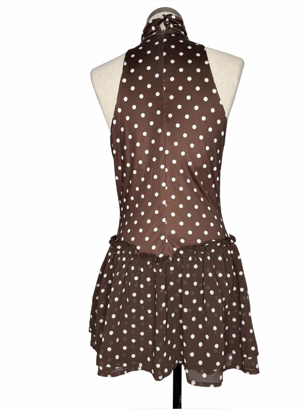 Unbranded Polka Dot Micro Mini Dress Dropped Waist Small/ Medium - Picture 3 of 8